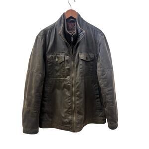 Waxed Cotton Field Jacket Men’s L Quilted Lined Brown. Dual front zip closure